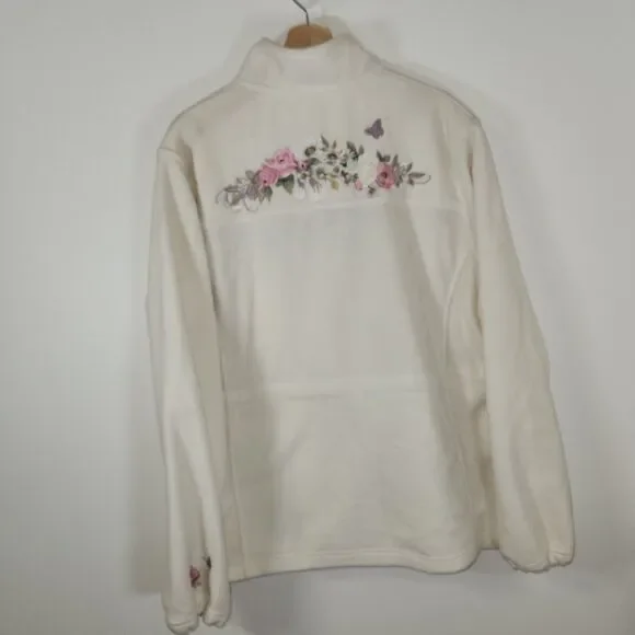 Bradford Exchange Embroidered Fleece Jacket Floral Butterfly Size:2X - Picture 4 of 11